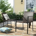 thumbnail image 1 of Zimtown 2 Pack Wicker Dining Chairs, Wicker Stackble Chair for Outdoor and Indoor, All Weather Chairs with Armrest and Backrest, Sturdy Iron Frame,Brown, 1 of 7
