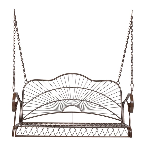 Zimtown 2-Person Metal Swing Chair, Outdoor Hanging Bench for Porch & Garden (No Stand)