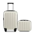 thumbnail image 1 of Zimtown 2 Piece Luggage Set, 20" Carry-On Expandble ABS+PC Luggage Hardside Lightweight Suitcase, 14" Mini Cosmetic Cases, Beige, 1 of 10