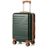 Zimtown 20 Carry-on Hardside Expandable Spinner Luggage Suitcase with Spinner Wheels and TSA Lock, Deep green