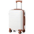 thumbnail image 1 of Zimtown 20" Carry-on Hardside Spinner Luggage Suitcase with Spinner TSA Lock Wheels, Beige, 1 of 15