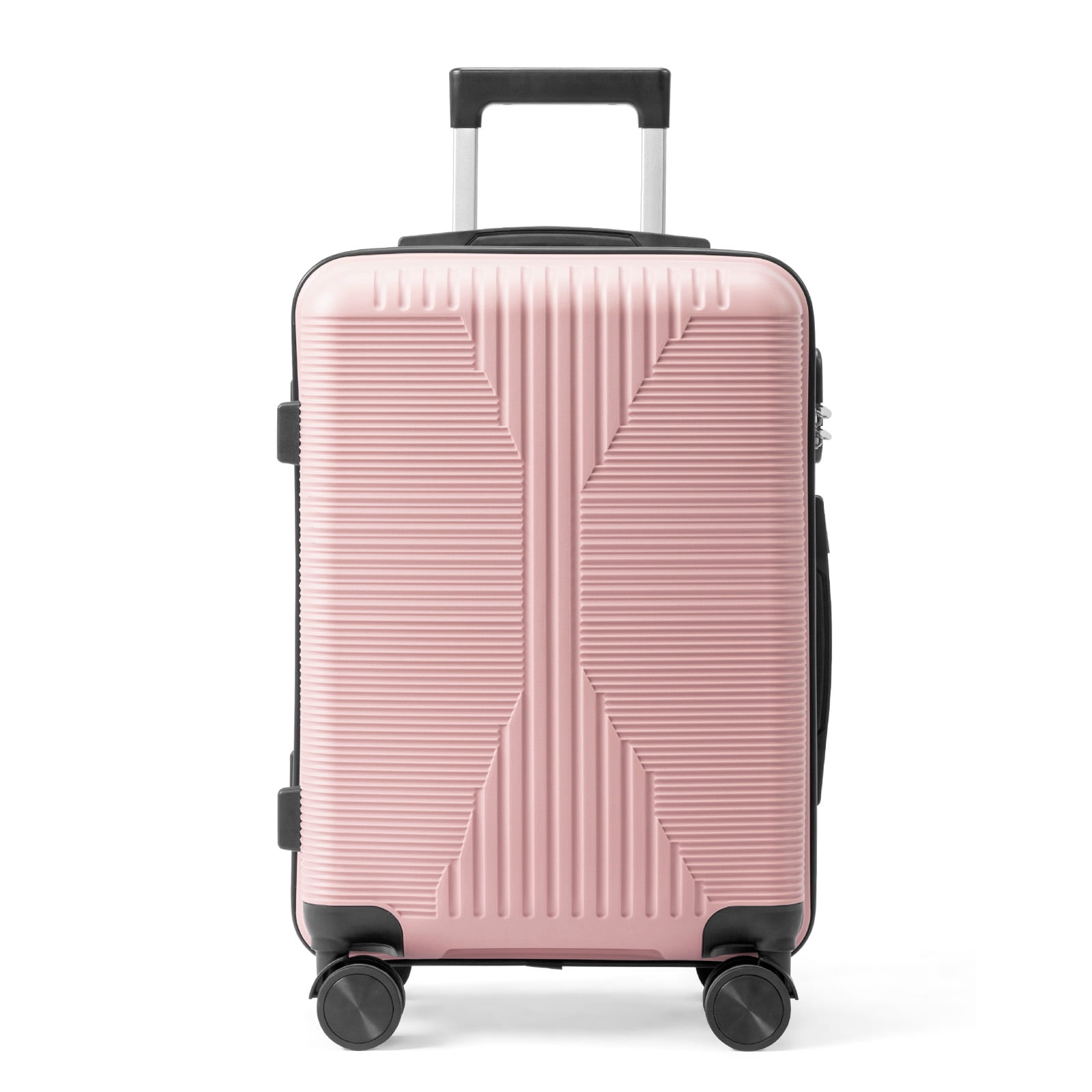 Zimtown 20" Carry-on Luggage Hardside Suitcase with 360° Spinner Wheels, Lightweight Unbreakable Travel Luggage, Rosy