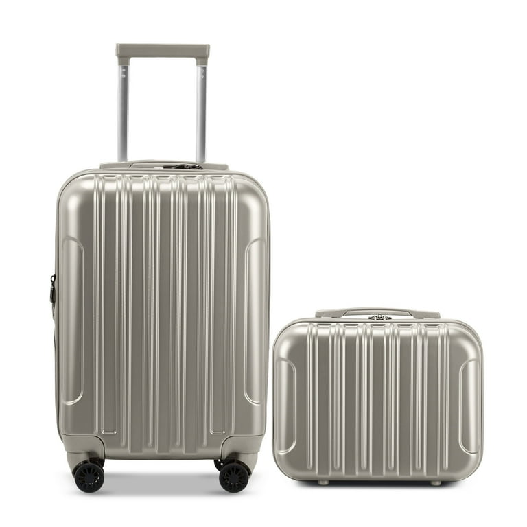 Zimtown 2 Piece Luggage Set 20 Carry On Expandble ABS PC Luggage Hardside Lightweight Suitcase 14 Mini Cosmetic Cases Gray Walmart