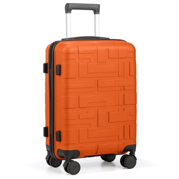 Zimtown 20 Inch Carry-on Luggage Lightweight Hardside Suitcase with 360° Detachable Spinner Wheels, Unbreakable Travel Luggage, Orange