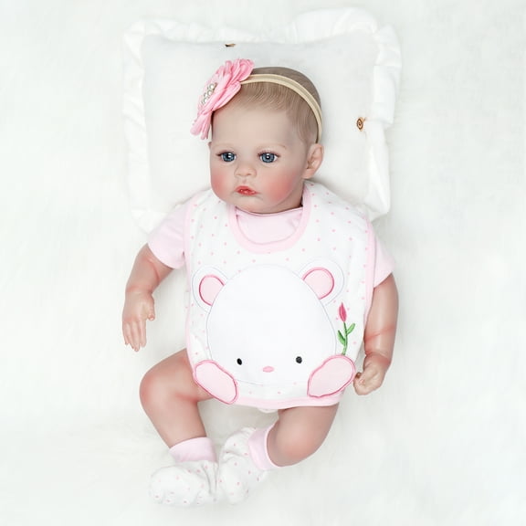 Zimtown 20 Inch Lifelike Reborn Baby Doll with Soft Vinyl Limbs, Weighted Cloth Body, Magnetic Pacifier & Gift Set for Kids Ages 3+