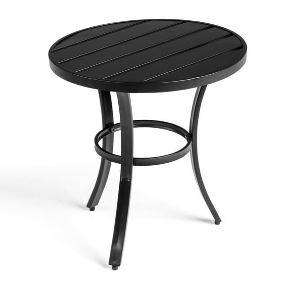 Zimtown 20-Inch Round Outdoor Side Table - 3-Leg Metal Patio Coffee Table for Garden, Deck or Indoor Use, Black
