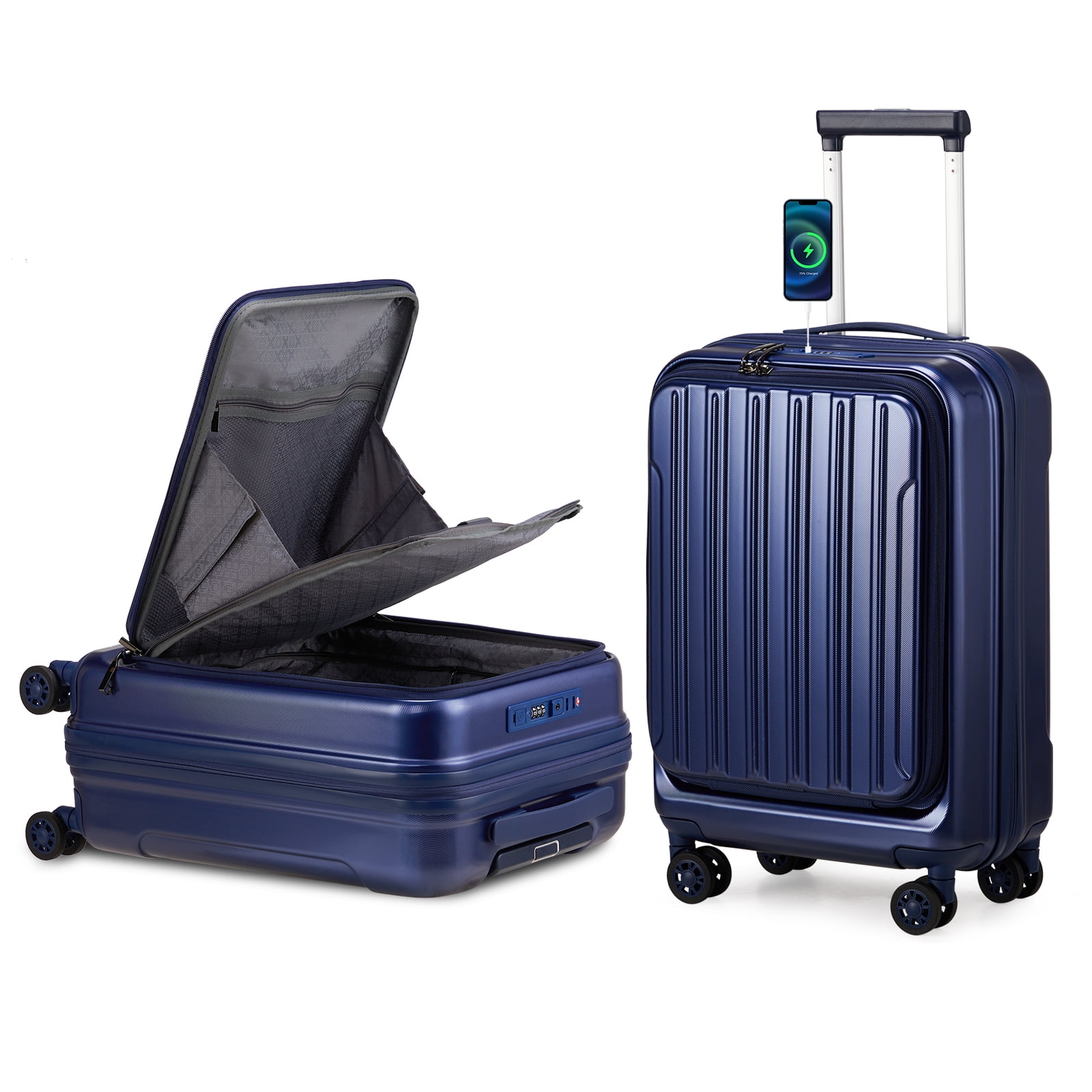 20-Inch Lightweight Carry-On Suitcase with USB Port