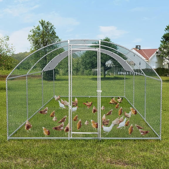 Zimtown 20x10ft Walk-in Chicken Coop, Metal Poultry Cage with Waterproof Dome Roof & Run
