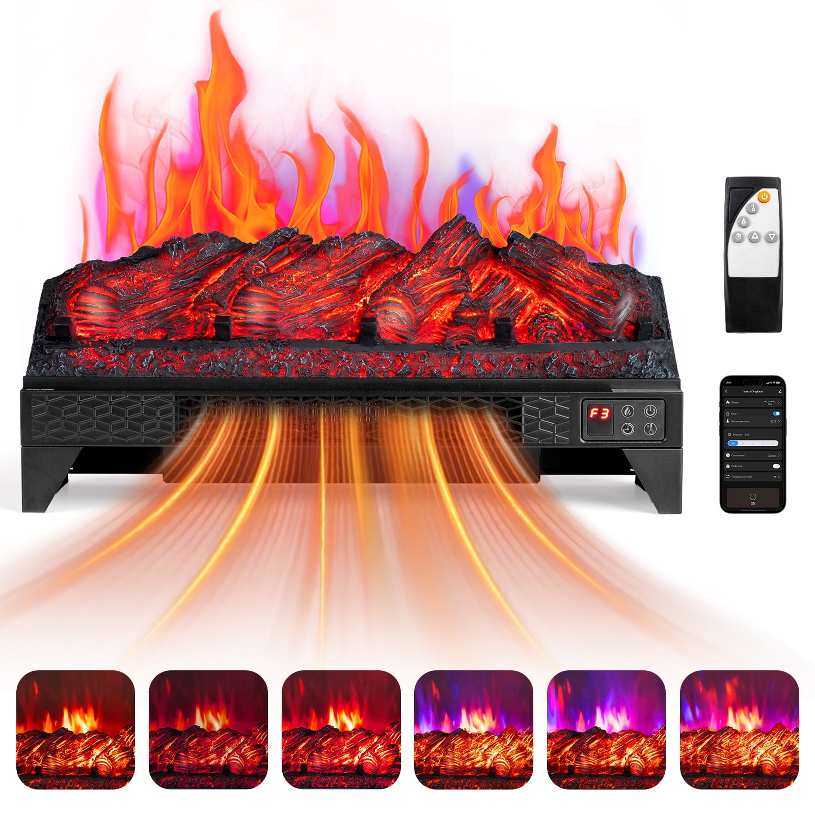 Zimtown 23'' Electric Fireplace Insert w/Remote & WiFi Control