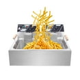 thumbnail image 1 of Zimtown 23.26Qt Commercial Professional Electric Countertop Deep Fryer Dual Tank Stainless Steel For Restaurant, 1 of 9