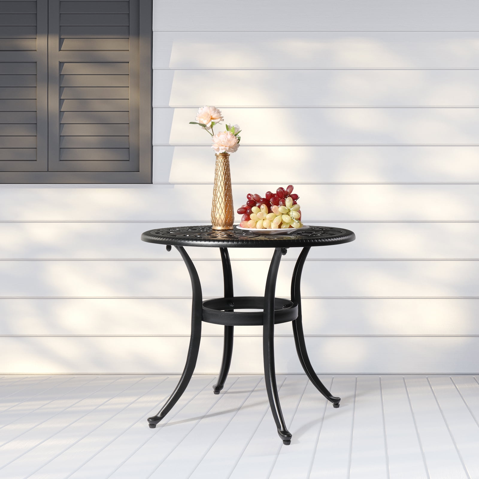 ＥＮアンブレラテーブル Zimtown 23.6 in Metal Outdoor Patio Bistro Table, Cast Aluminum