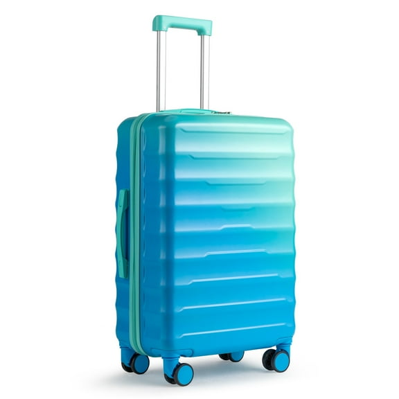 Zimtown 24" Luggage with Hardside Spinner Wheels, Checked-Medium TSA Look Suitcase, Blue Green Gradient