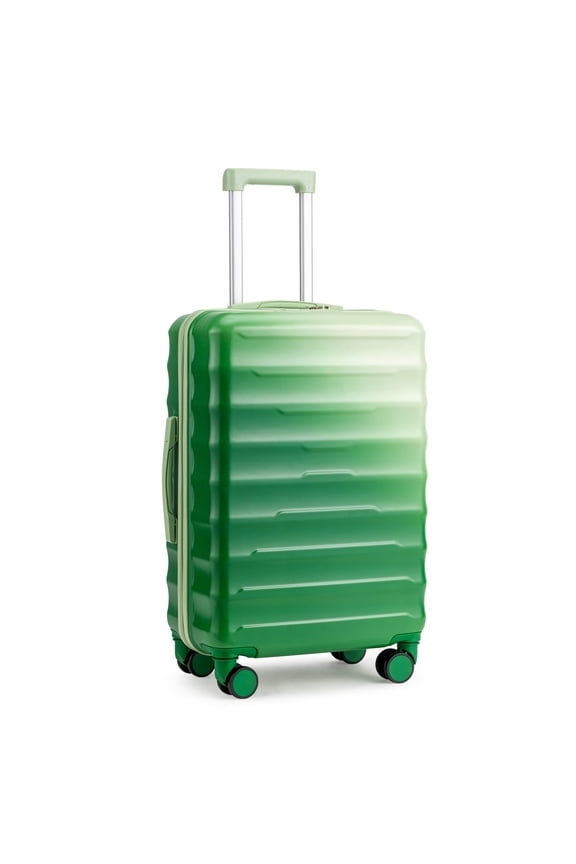 24" Luggage with Hardside Spinner Wheels, Checked-Medium TSA Look Suitcase, Green Gradient