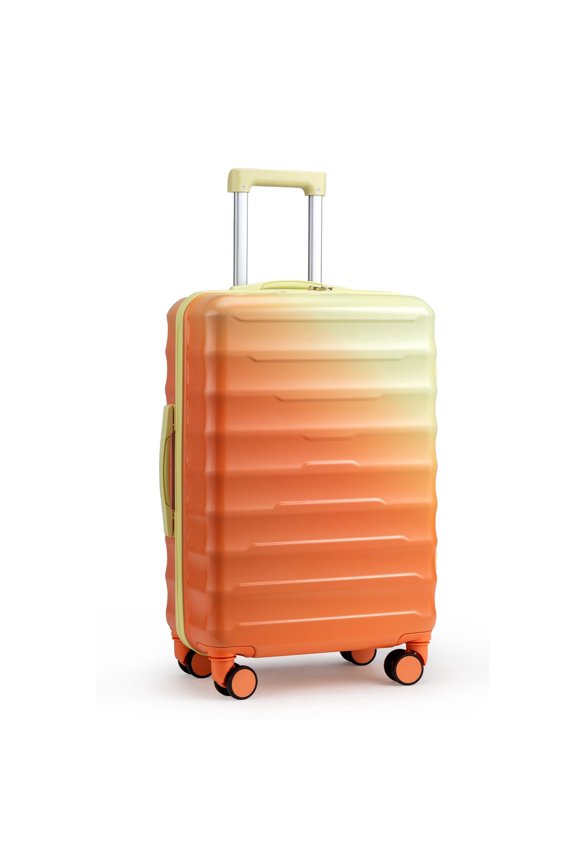 24" Luggage with Hardside Spinner Wheels, Checked-Medium TSA Look Suitcase, Yellow Orange Gradient