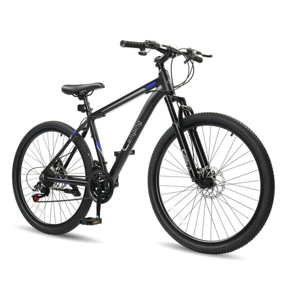 Zimtown 26/27.5 inch Mountain Bike Aluminum Alloy Frame, 21 Speed Outdoor Cycling Bike, Double Disc Brake, Black Blue