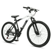 Zimtown 26/27.5 inch Mountain Bike Aluminum Alloy Frame, 21 Speed Outdoor Cycling Bike, Double Disc Brake, Black White