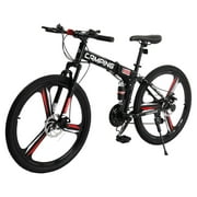 Zimtown 26" Folding Mountain Bike, Shimano 21 Speed MTB Bicycle for Adults, Black