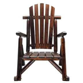 Zimtown 26 in Outdoor Wooden Rocking Chair Patio Adirondack Rocker for Garden Porch Yard, Fir Wood Slatted Seat Rustic High Back Carbonized