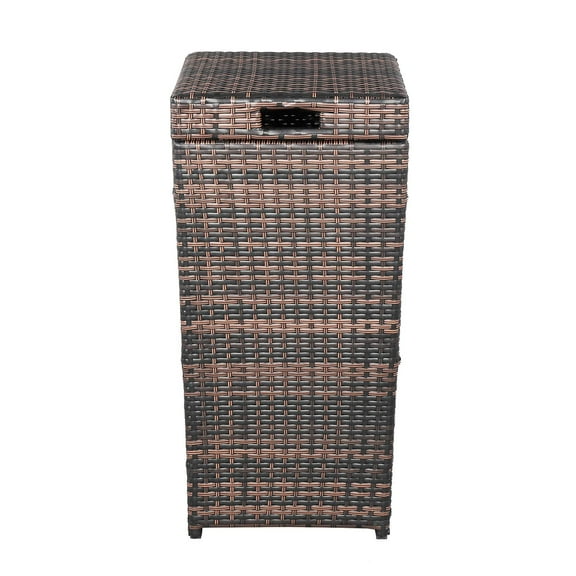 Zimtown Outdoor Trash Can 30 Gal Wicker Garbage Can, Patio Wicker Container, Patio Waste Basket, Brown Gradient