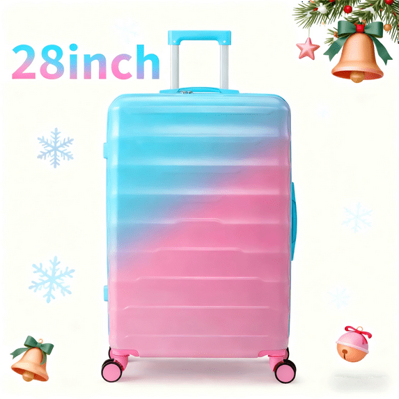 Zimtown 28” Hardside Spinner Luggage with TSA Lock, Lightweight Durable Suitcase for Travel, Blue Pink