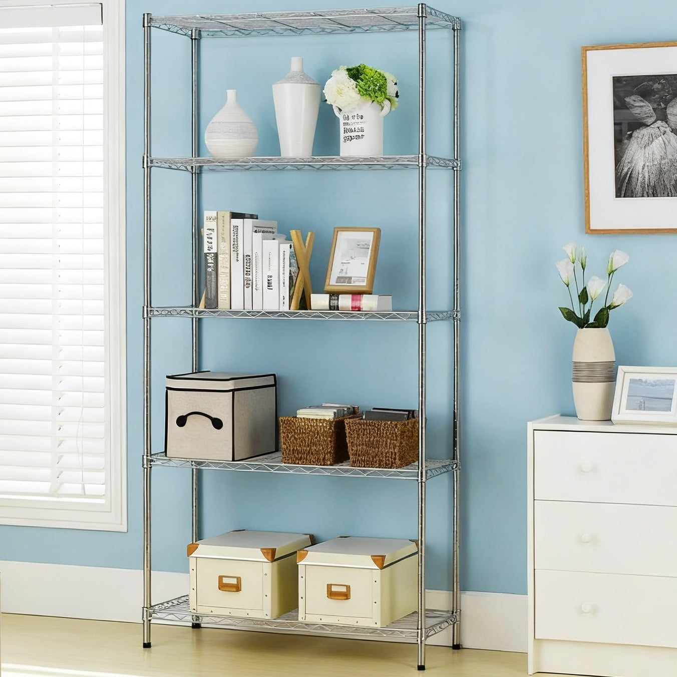 Zimtown 5-Tier Adjustable Metal Storage Rack, Heavy Duty Steel