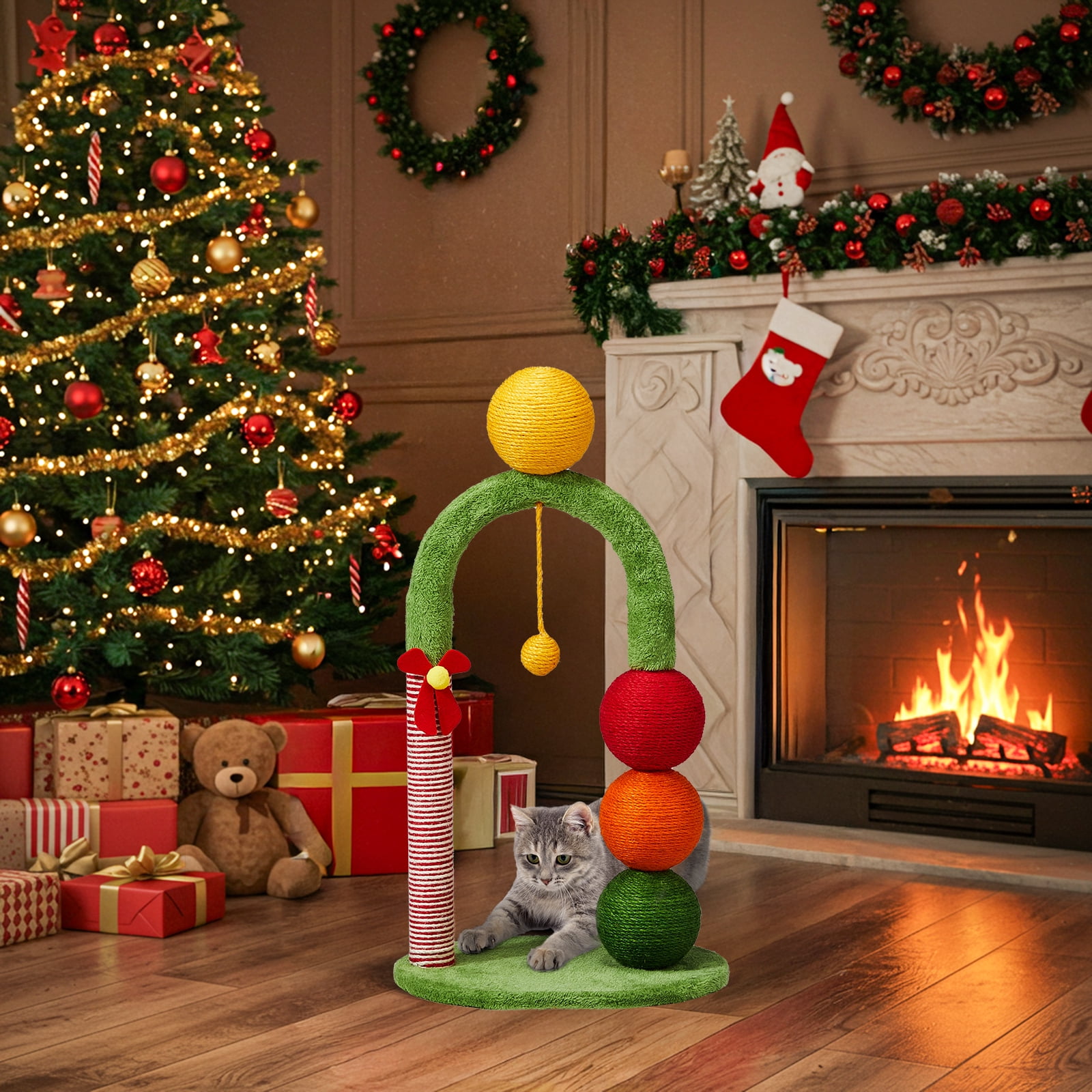 Zimtown 29in Cat Tree Tower, Holiday Christmas Scratching Post with ...