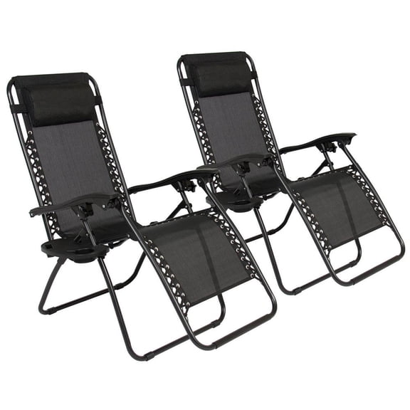Zimtown 2PCS Outdoor Zero Gravity Folding Lounge Chair for Beach Patio Pool Yard Black