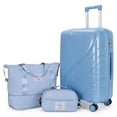 thumbnail image 1 of Zimtown 3 Piece Carry-on Luggage Sets, PP Hardside Suitcase Set with Spinner Wheels, Portable Travel Bag and Toiletry Bag, Blue, 1 of 8