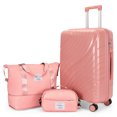 thumbnail image 1 of Zimtown 3 Piece Carry-on Luggage Sets, PP Hardside Suitcase Set with Spinner Wheels, Portable Travel Bag and Toiletry Bag, Rose Gold, 1 of 7