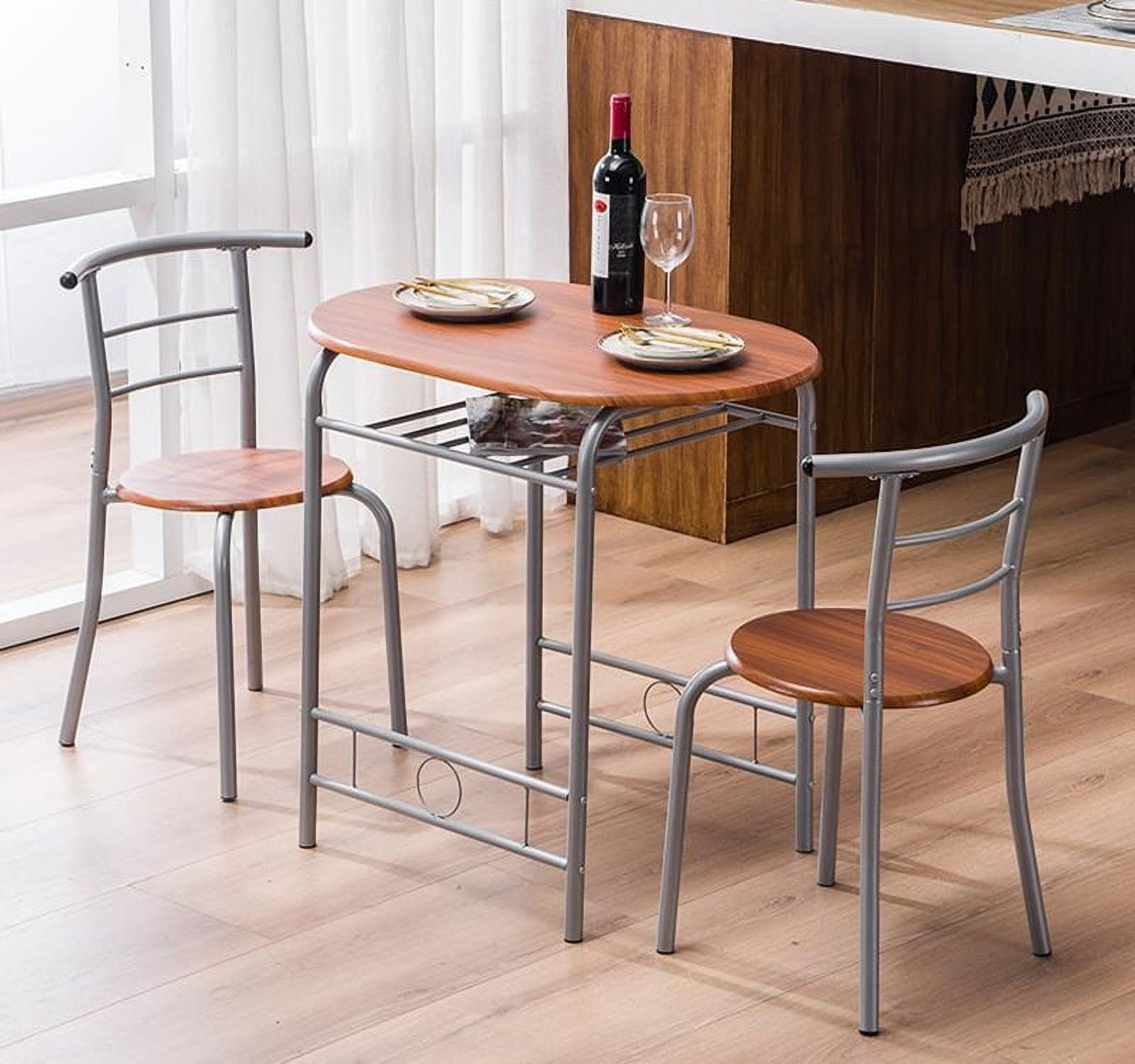 Zimtown 3 Piece Dining Set Compact 2 Chairs and Table Set with Metal ...