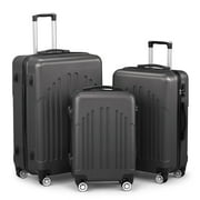 Zimtown 3 Piece Hardshell Luggage Set, ABS+PC Nested Spinner Suitcase Luggage Set With TSA Lock, Dark Gray