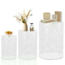 Zimtown 3-Piece Interlocking Garden Table Set - Circular Steel Frame for Indoor/Outdoor Use in 12/14/16 Inch, White