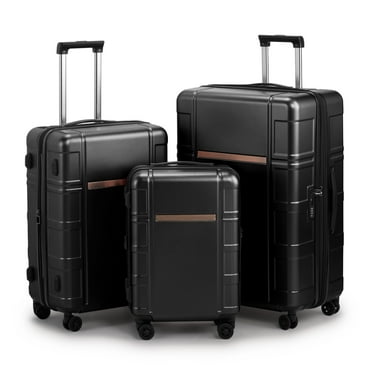 Zimtown 3-Piece Luggage, Expandble Hardshell Suitcase with Spinner Wheels,TSA Lock, and  Dry Wet Separation Layer, Black