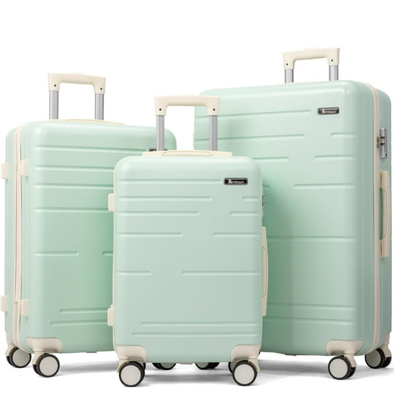 Zimtown 3 Piece Luggage Set, Carry on Suitcase Sets Hardside Lightweight Spinner with TSA Lock, Green