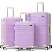 Zimtown 3 Piece Luggage Set, Carry on Suitcase Sets Hardside Lightweight Spinner with TSA Lock, Purple