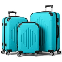 Zimtown 3 Piece Luggage Set, Carry on Suitcase Sets Hardside Lightweight Spinner with TSA Lock, Sea Blue