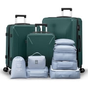 Zimtown 3-Piece Luggage Set with 8 Packing Cubes, Hard Shell Suitcases with Spinner Wheels TSA Lock, Green