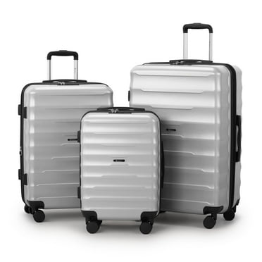Zimtown 3 Piece Luggage Sets, ABS PC Expandble Hardside Suitcase TSA Lock Lightweight Durable Spinner Luggage, Gray