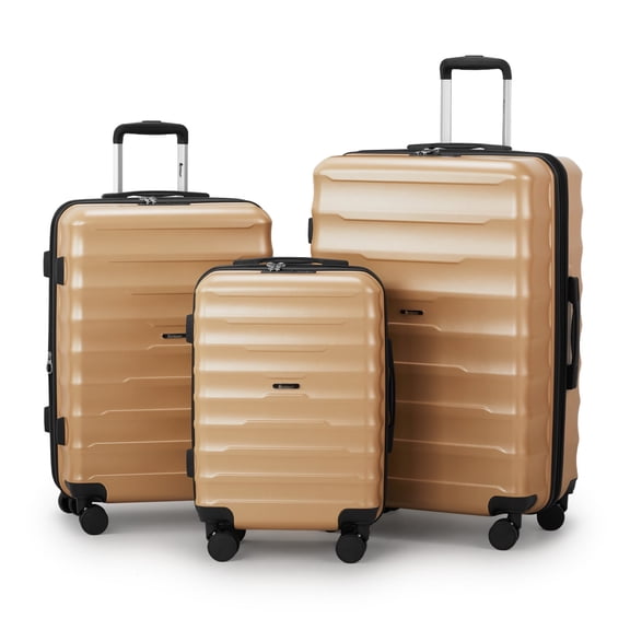 Zimtown 3 Piece Luggage Sets, ABS+PC Expandble Hardside Suitcase TSA Lock Lightweight Durable Spinner Luggage, Yellow