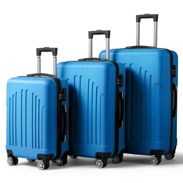 Zimtown 3 Piece Luggage Sets, Hard Spinner Suitcase Luggage Set with TSA Lock, Royal Blue