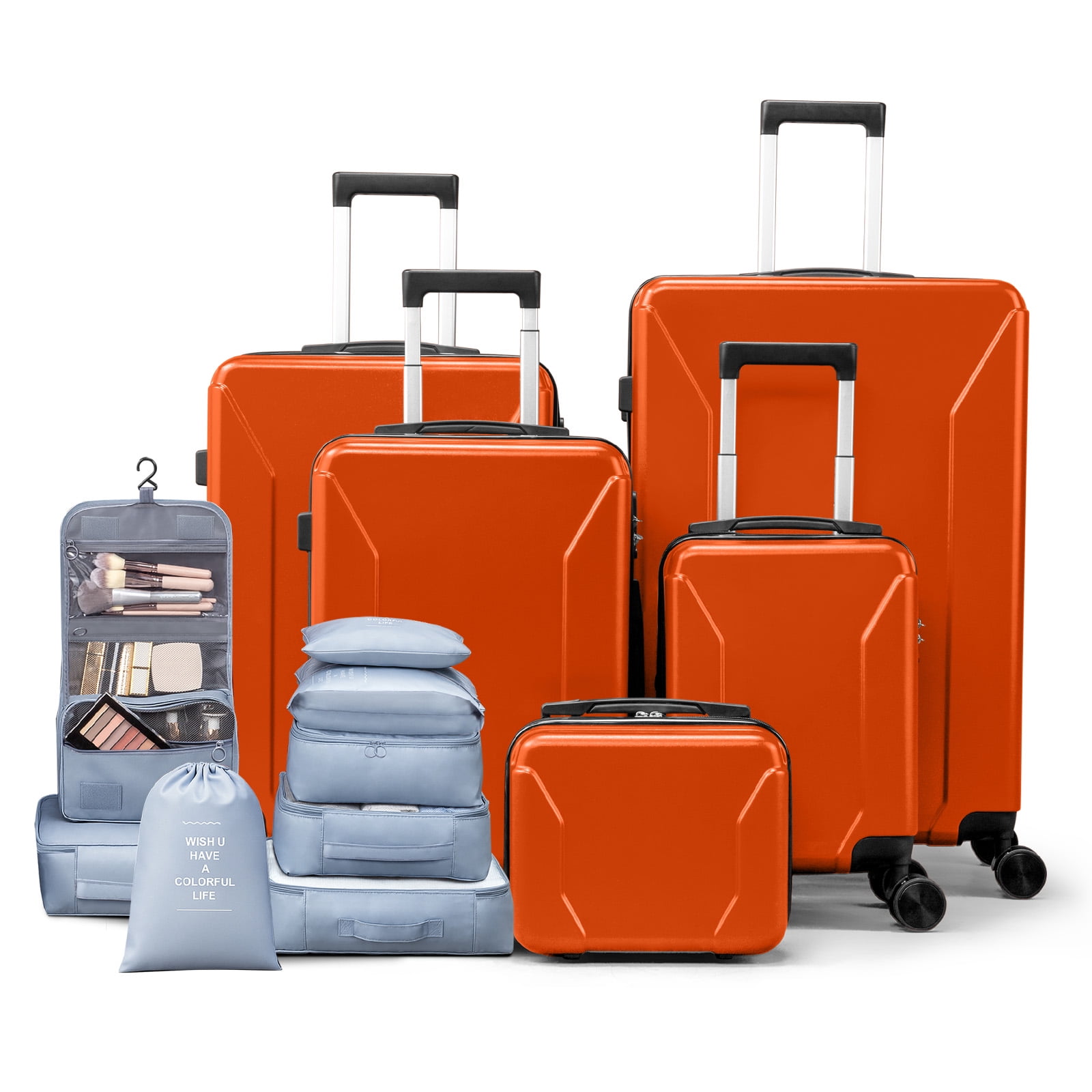 Zimtown 5-Piece Luggage Set with 8 Packing Cubes, Hard Shell