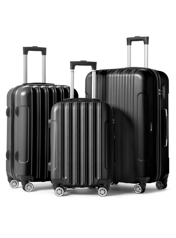 Zimtown 3 Piece Nested Spinner Suitcase Luggage Set With TSA Lock Black
