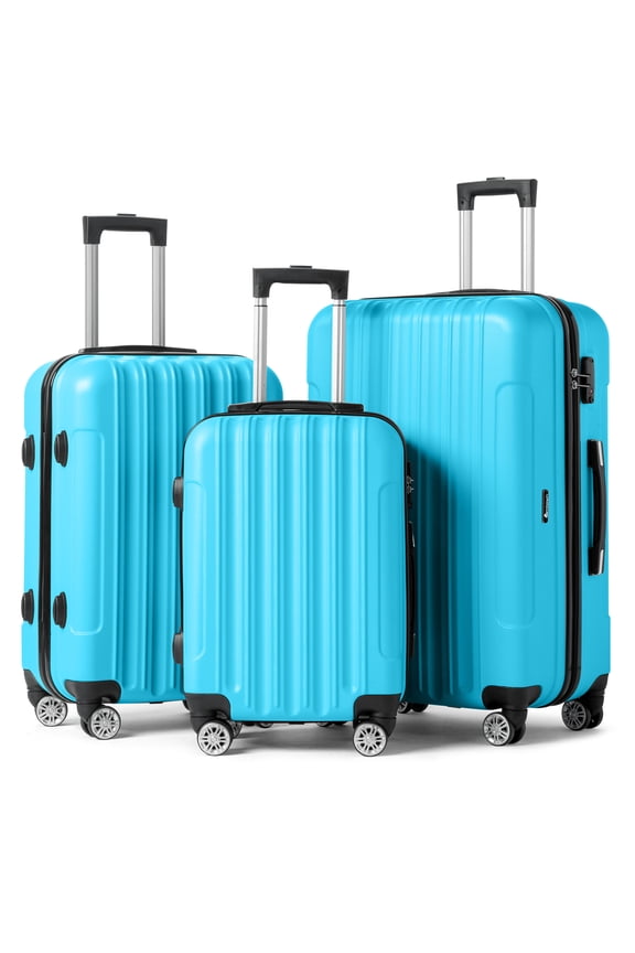 3 Piece Nested Spinner Suitcase Luggage Set With TSA Lock Blue