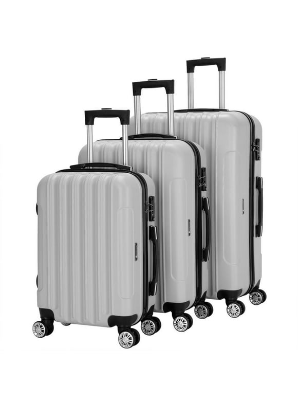 Zimtown 3 Piece Nested Spinner Suitcase Luggage Set With TSA Lock Gray