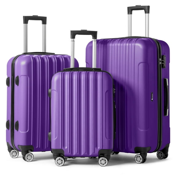 Zimtown 3 Piece Nested Spinner Suitcase Luggage Set With TSA Lock Purple