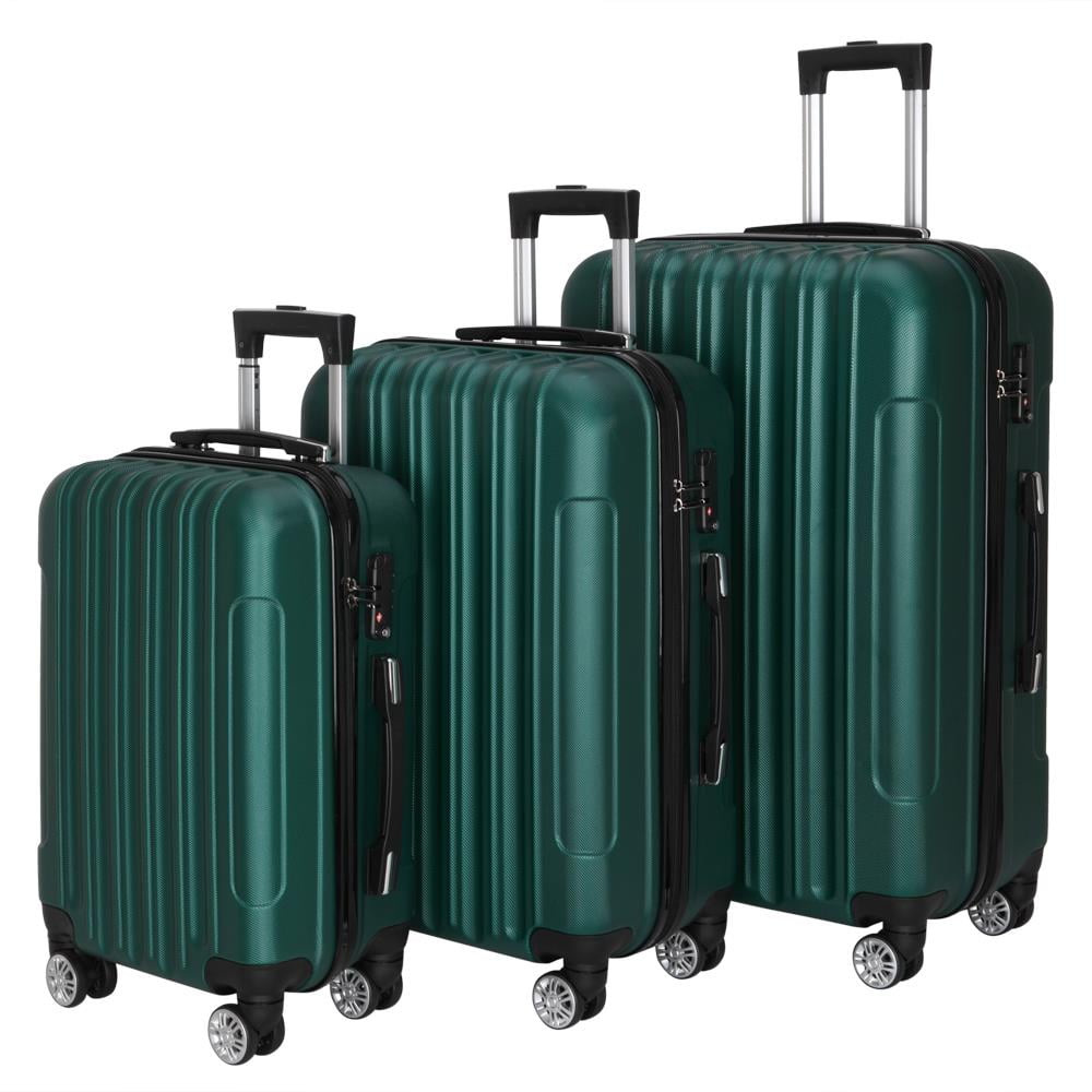 Zimtown 3-Piece Nested Spinner Suitcase Luggage Set with TSA Lock, Dark  Green 