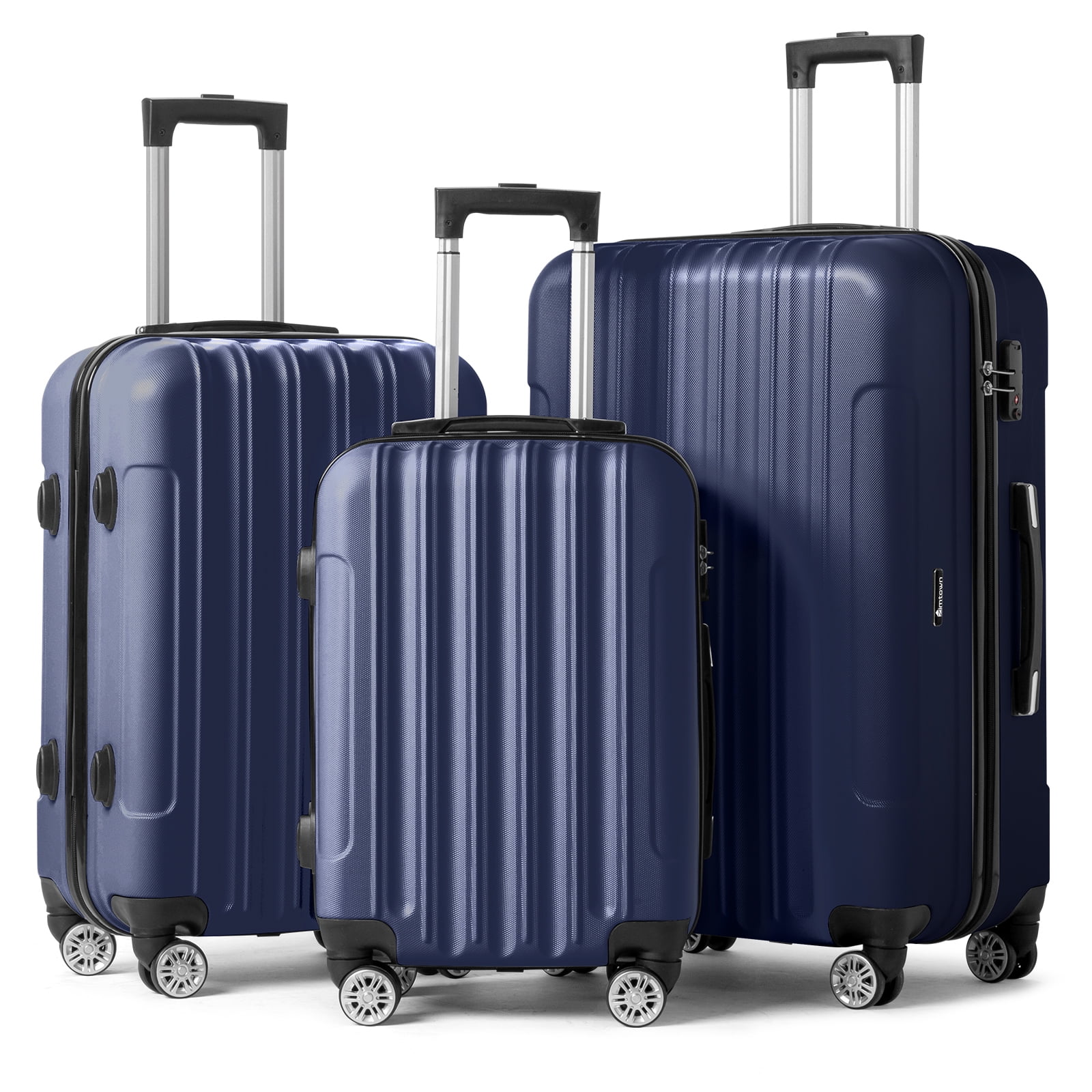 Zimtown 3 Piece Nested Spinner Suitcase Luggage Set With TSA Lock Navy Blue