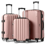 Zimtown 3 Piece Nested Spinner Suitcase Luggage Set with TSA Lock Rose Gold