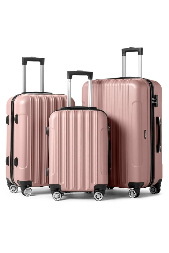 3 Piece Nested Spinner Suitcase Luggage Set with TSA Lock Rose Gold