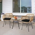 thumbnail image 1 of Zimtown 3-Piece Outdoor Wicker Conversation Furniture Set w/ (2) Chairs, Wicker Bistro Set, Yellow, Patio Furniture Set on Sale, 1 of 9